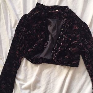 Free People Tops - Free people velvet cropped blouse Free People Tops - Free people velvet cropped blouse